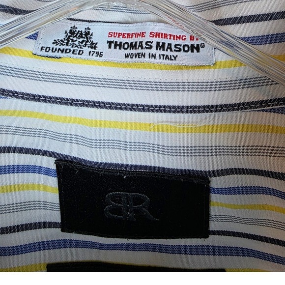 Brooks Brothers x Thomas Mason Superfine Shirting Striped Shirt Italy Sz 17-1/2 - Picture 4 of 10